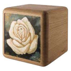 White Rose Oak Wood Urn